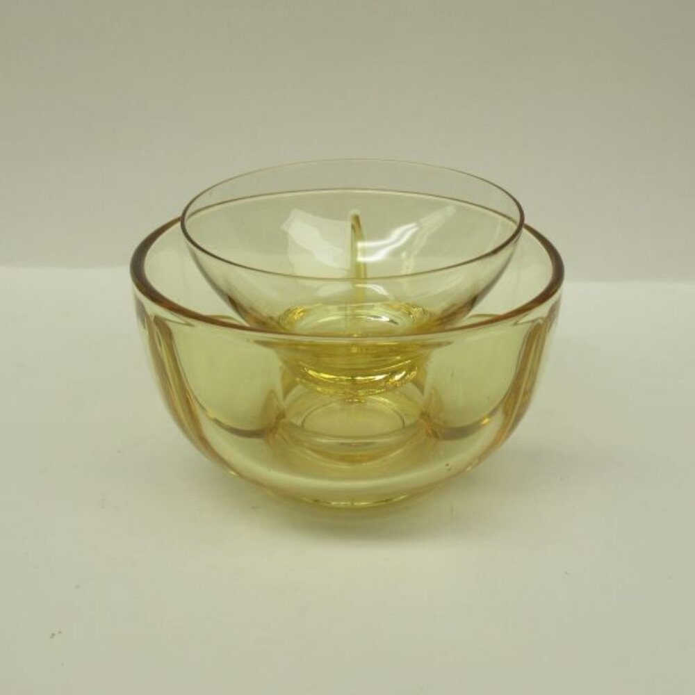 Fostoria Elegant Glass Topaz Yellow FAIRFAX 2 Piece Shrimp Cocktail Icer